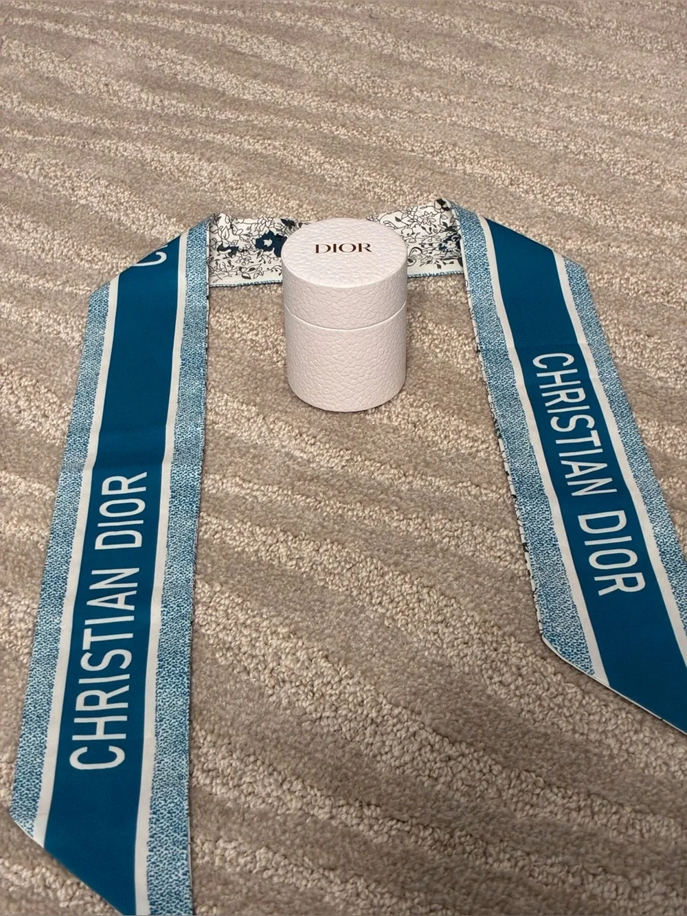 Dior Mitzah Silk Twilly Scarf Blue Toile de Jouy Hair Tie or Handle Wrap